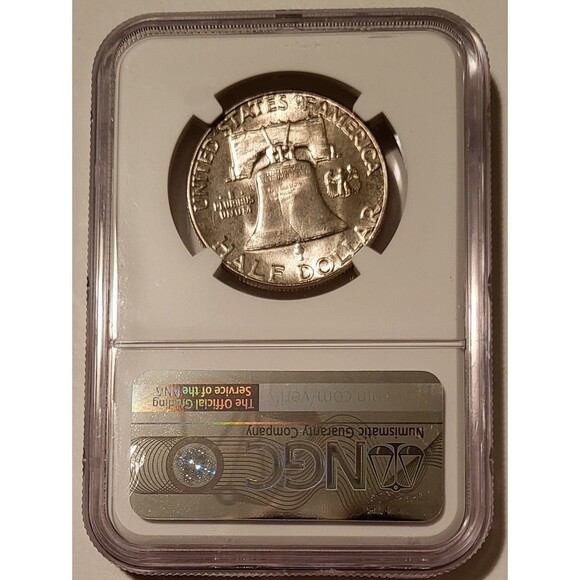 1957 Franklin Half Dollar MS64 NGC Toning - Picture 2 of 4